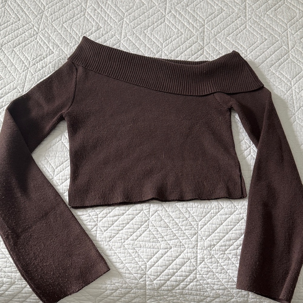 Princess Polly Brown Off-Shoulder Sweater